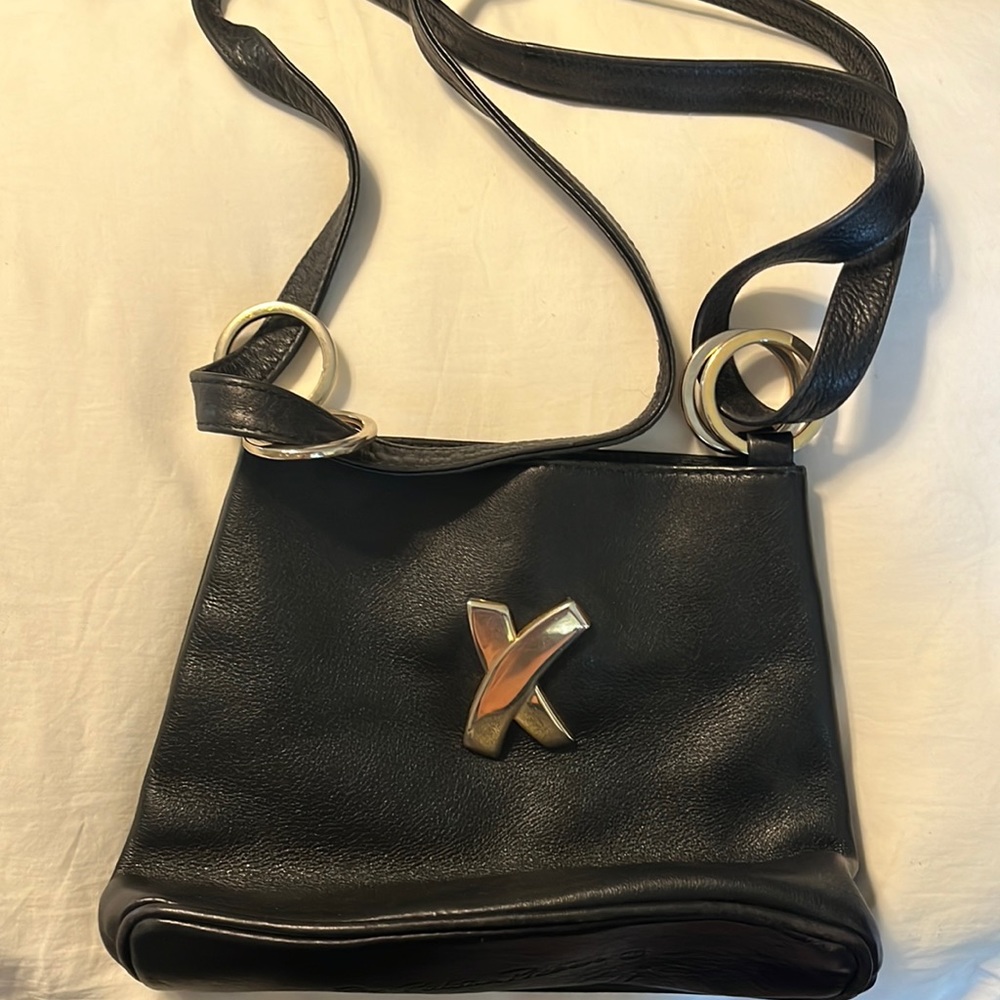 Paloma Picasso black leather cute as a button bag!